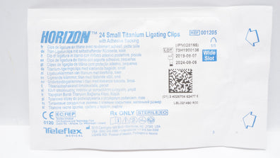 Teleflex 001205 24 Small Titanium Ligating Clips with Adhesive Backing (x)